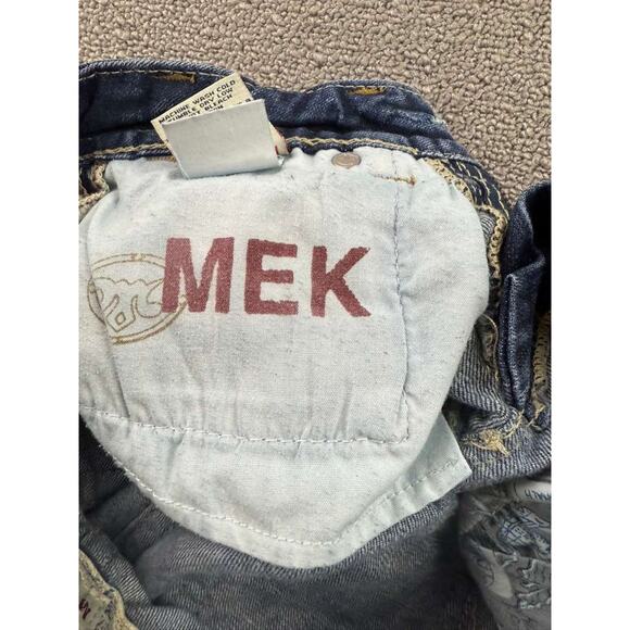MEK Denim Jeans Women W24 L34 Blue Oaxaca Bootcut Stretch Back Embroidery - Picture 13 of 13